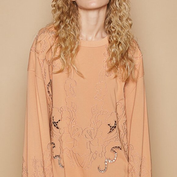 POL Tops - PTL1 round neck, balloon sleeve in french terry with cut out designs